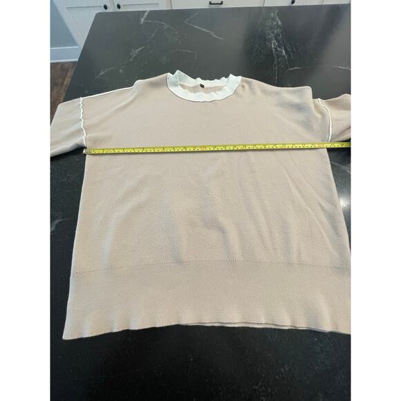 Taupe or oatmeal colored boxy knit sweater, Large - Picture 4 of 7